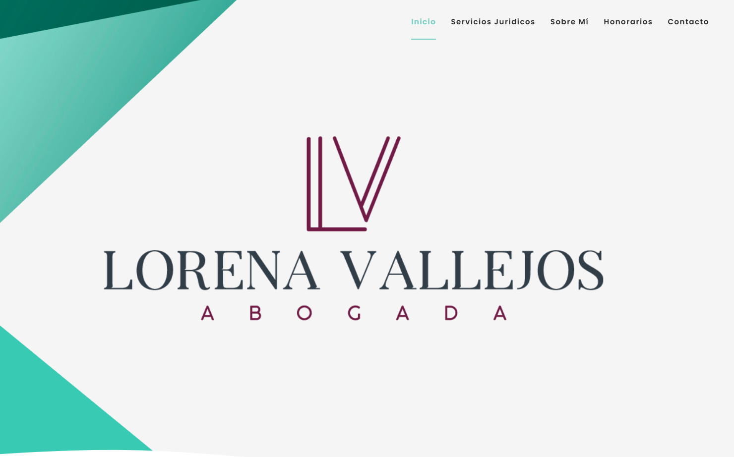 Captura de pantalla de la pagina de inicio de la web realizada a la abogada Lorena Vallejos.